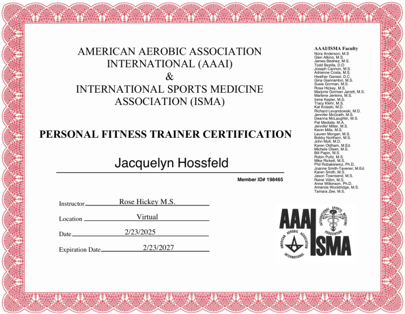 AAAI ISMA Personal Trainer